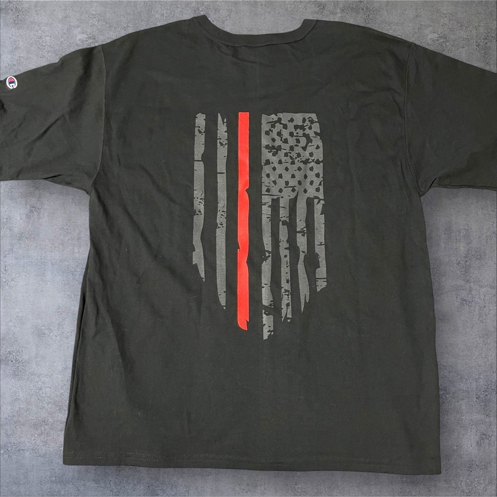 Champion USA Flag T-Shirt Black Size L Athletic Apparel